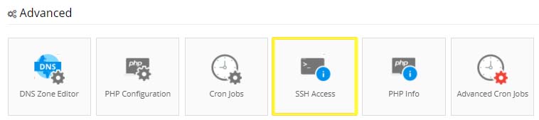The SSH Access tab.