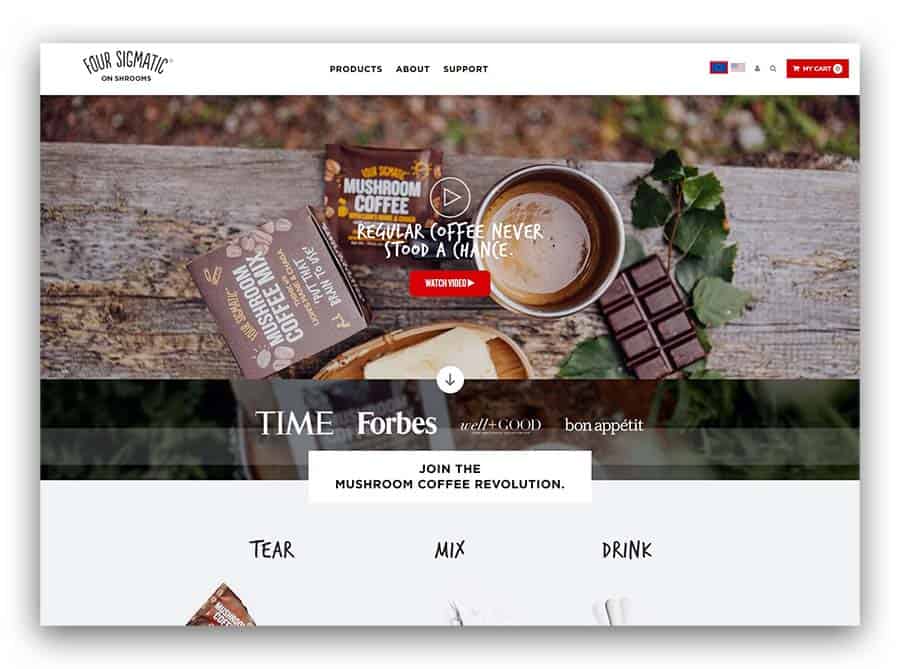 Four Sigmatic as an example of B2C ecommerce website ideas