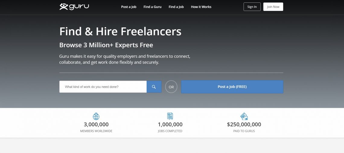 guru is one of the best places to find freelance jobs