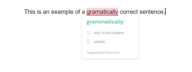 Grammarly correcting a wrong spelling