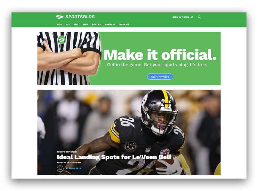 SportsBlog.com as an example of sports blog ideas