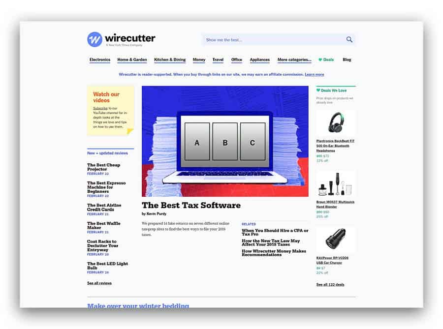 The Wire Cutter as an example of affiliate website ideas