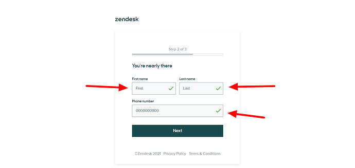 Image of signup workflow step 2