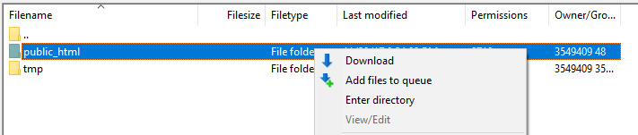 Downloading your public_html folder.