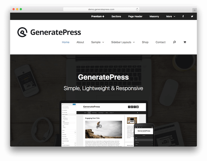 The GeneratePress theme.