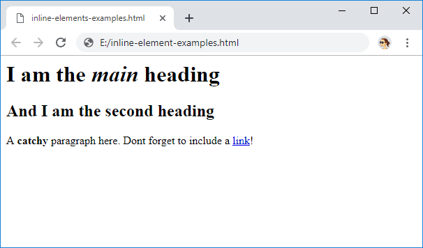 Example of Inline Elements