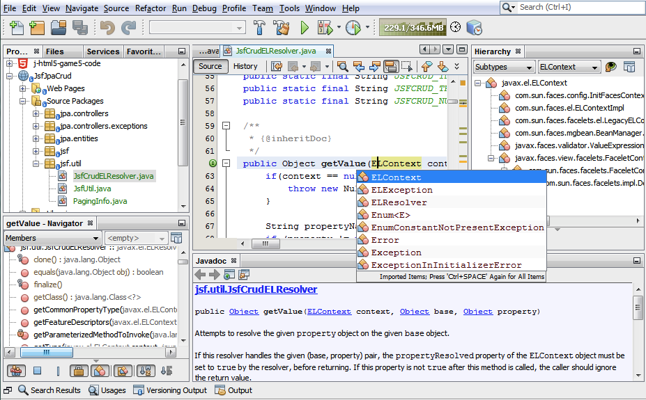 Screenshot of NetBeans HTML editor 2018