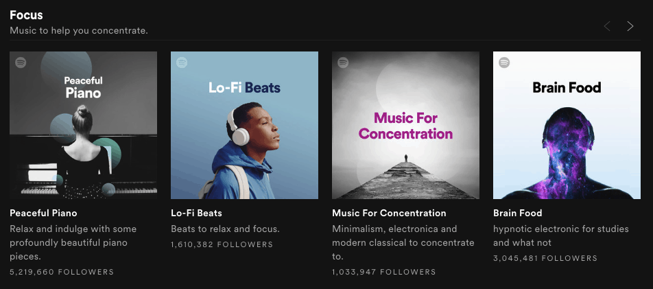Listening to music on Spotify to get writing inspiration
