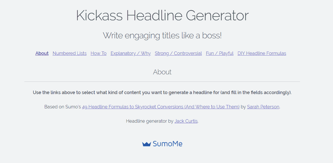 Kickass Headline Generator Homepage